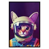 Quadro Decorativo Gato Astronauta Moldura Cx Alta 100x66 Titulos Moldura Preta