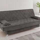 Sofa Cama Zenite 3 Lugares Reclinável Com 2 Almofadas Soltas Grafite