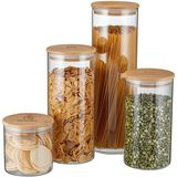 Kit 4 Potes De Vidro Com Tampa De Bambu Porta Mantimentos Herméticos Electrolux