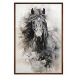 Quadro Decorativo Cavalo Aquarela Moldura Cx Alta 40x60 Titulos Moldura Madeira