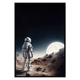 Quadro Decorativo Astronauta E Lua Moldura Cx Alta 100x66 Titulos Moldura Preta