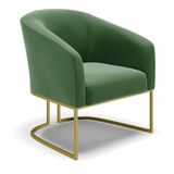 Namoradeira E Poltrona Base Industrial Dourado Stella Suede Verde D03 - D&#39;rossi