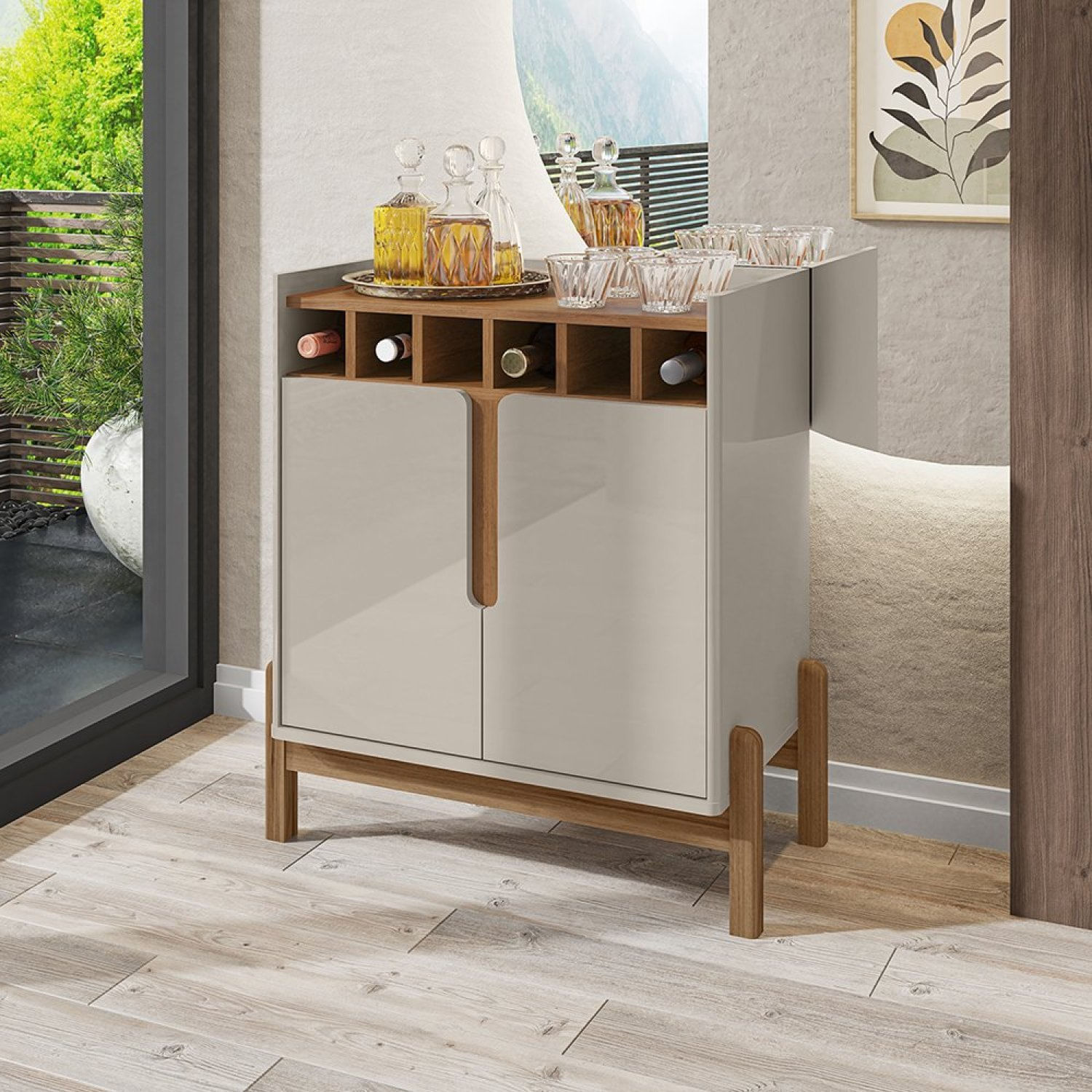 Adega Bar Com 2 Portas 75x79cm Lizz Casa D Off White/cedro