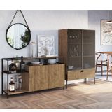 Conjunto Sala De Jantar Cristaleira Com Balcão Buffet York Industrial Artesano