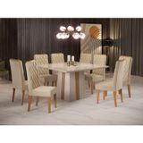 Conjunto Sala De Jantar Mesa Bela Com 8 Cadeiras Iza Viero Off White/mel/bege