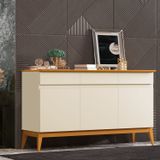 Buffet Aparador 141cm 3 Portas 3 Gavetas Magnum 1.40 Edn Móveis Off White/cedro