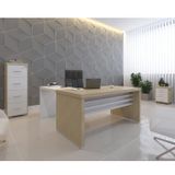 Conjunto Home Office 3 Peças 1 Mesa Em L 1 Gaveteiro 1 Arquivo Alto Tamburato Artany Carvalho/branco