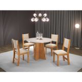 Conjunto Sala De Jantar Mesa Chilli 90cm Tampo Redondo Com 4 Cadeiras Sol Viero Mel/blonde/bege