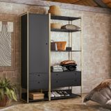 Guarda Roupa Closet Modulado Industrial 4 Gavetas Olivar Preto