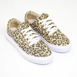 Tênis Casual Feminino Animal Print Confortável Leve Macio Preto+marrom 38