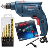 Furadeira Industrial de Impacto 3/8 Pol com Reversão 450W GSB 450 RE Bosch + Kit Brocas Aço Rápido