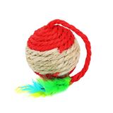 Brinquedo Bolinha Sisal com Penas para Gatos - Cor Única - Tamanho 6,5cm