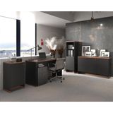Escritório Office Escrivaninha Balcão Gaveteiro Berlin Preto