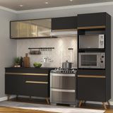 Cozinha Compacta 4 Peças com Armário e Balcão Veneza GB Preta