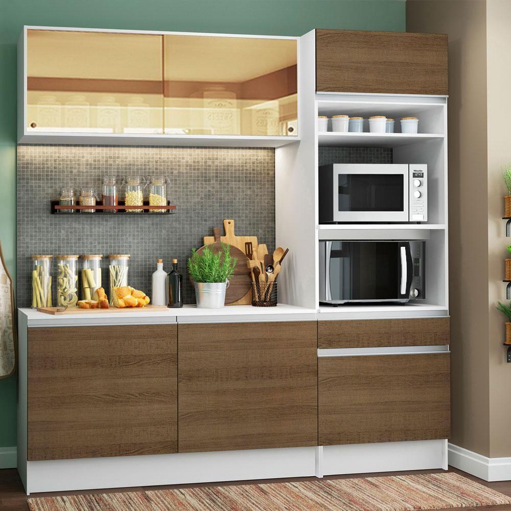 Cozinha Compacta Diamante Pop Com Armário Branco Rustic