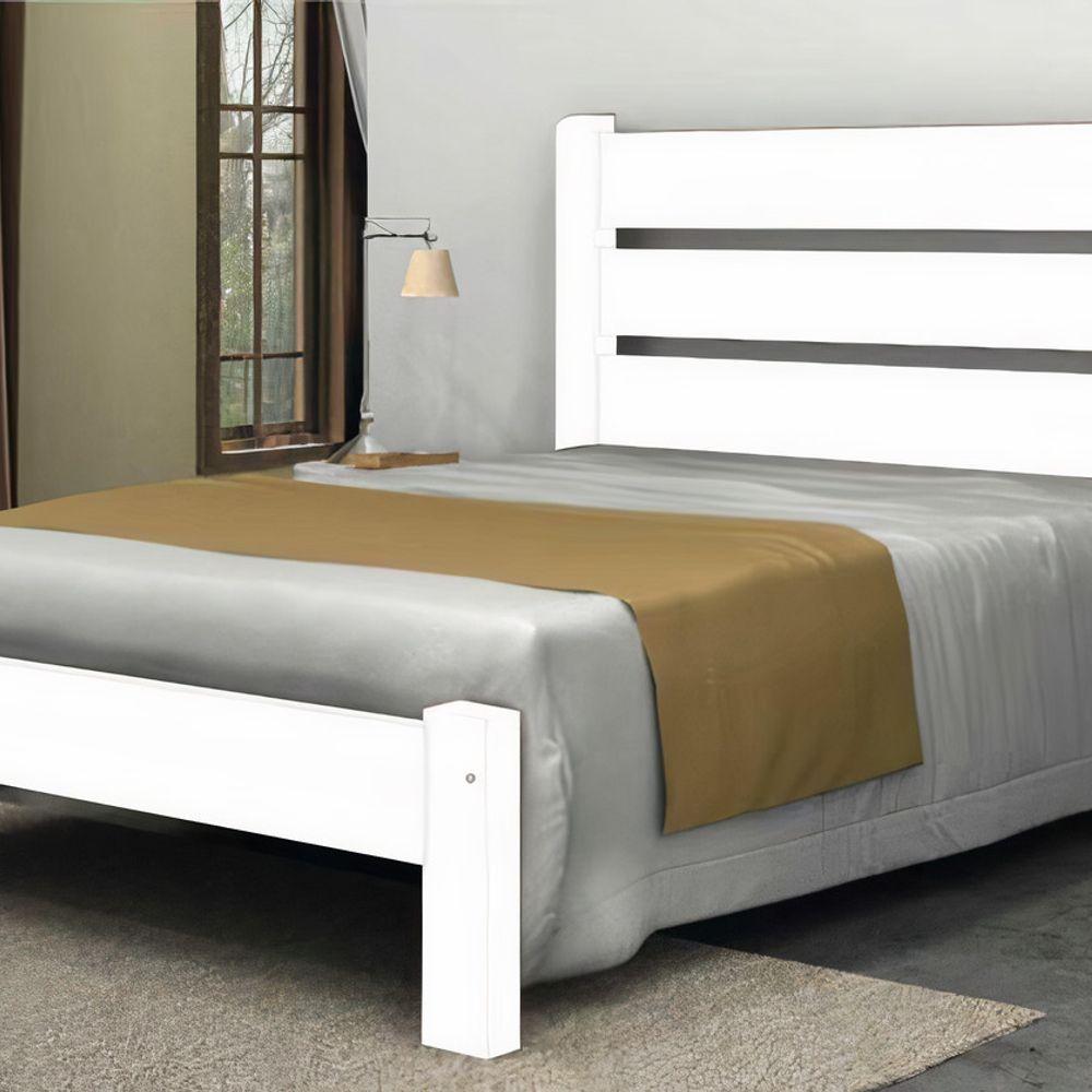 Cama Queen Size Berlim De Madeira Maciça Angelim Branco