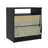 Mesa De Cabeceira Madesa 3227 2 Gavetas Com Espelho Preto