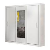 Guarda Roupa Casal Bahia 3 Portas Espelho Carioca Branco
