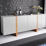 Buffet Barone 4 Portas E 1 Gaveta Interna 200cm Laca Off White