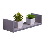 Prateleira U 50 X 20cm Cinza Claro Suporte Invisível
