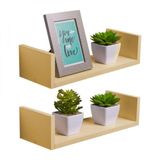 Kit 2 Prateleiras U 50 X 10cm Bege Claro Suporte Invisível