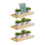 Kit 3 Prateleiras Porta Quadros 50 X 10cm Bege Claro