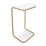 Mesa Lateral Tampo Multiuso P/ Sofá Base Dourado Branco