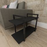 Mesa Lateral Sofá Industrial Aço Preto Prateleiras 30cm