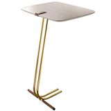 Mesa Apoio Lateral Para Sofá Lisboa Pé Dourado Off White