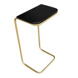 Mesa Lateral Tampo Preto P/ Sofá Base Metálica Dourado