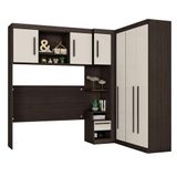 Quarto Modulado Casal De Canto 6 Portas 3 Gavetas Com Régua Lateral Star Amêndoa Com Off White