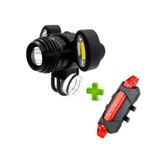 Lanterna Farol Bike Led T6 Cob + Pisca Traseiro Recarregável