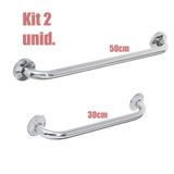 Kit Alça De Apoio Banheiro Inox Barras Acessibilidade