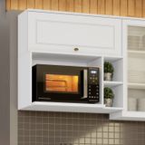 Armário Aéreo para Microondas 3 Nichos 80cm Clássico Americana Henn Branco HP