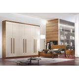 Guarda Roupa Casal 6 Portas 4 Gavetas Mdf Divino Rufato Imbuia/off White