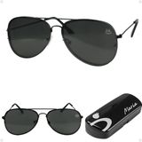 Oculos Sol Feminino Aviador Preto Aço Inoxidavel + Case