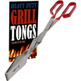 Grill Tongs - Churrasco Extra Longo Grilling Tong W Alça Vermelha - Ferramenta De Churrasco De Aço Inoxidável Longo - Tongs De Cozinha De Aderência L