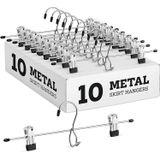 Cabides De Saia De Metal Pesado Com Clipes, Adicionar Multi Stackable Em Cabides De Metal, Cabide De Calças De Corte Ajustável, Cabide De Saia Com Cl