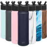 Garrafa De Água Isolada Moderna Simples Com Tampa De Palha Reutilizável Boca Larga De Aço Inoxidável Garrafa Térmica De Frasco De Aço Inoxidável, 22o