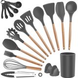 Utensílios De Cozinha De Silicone Conjunto Com Suporte - Szbob Aquecedores De Cozinha Resistentes Ao Calor Conjunto Para Panelas Antiaderente, Sopa D