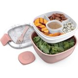 Recipiente De Almoço Sem Bpa Com Tigela Grande De 54 Oz, Bandeja Estilo Bento De 4 Compartimentos Para Coberturas E Lanches De Salada, Recipiente De