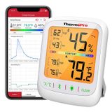 Termômetro De Hidrômetro Bluetooth Thermopro, Monitor De Temperatura E Umidade Remoto Sem Fio De 260ft, Com Lcd Grande Iluminado, Termômetro De Sala