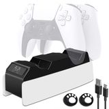 Carregador De Controlador Ps5, Estação De Carregamento Dualsense, Com Tampa De Roqueiro, Dock De Carregador Rápido Atualizado Para Ps5, Adaptador De