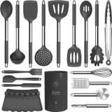 Conjunto De Utensílios De Cozimento De Silicone - Utensílios De Cozinha Resistentes Ao Calor, Tongs Turner, Espátula, Colher, Escova, Batedor.ferrame