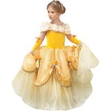 Princesa Belle Vestir Fantasia De Fada Festa De Aniversário Para Meninas Crianças, Trajes De Ocasião Especial Pageant Vestido De Baile, Amarelo