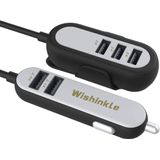 Wishinkle 5 Carregador De Carro Usb, Adaptador Carregador De Carro Multi Portas De 54w, Carregador De Veículo Splitter Usb De 5 Pés Para Iphone Xs/ma