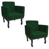 Kit 02 Poltronas Classic Pés Luís Xv Suede Verde