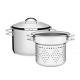 Jogo Cozi-Pasta Tramontina Solar em Aço Inox Fundo Triplo com Alças 2 Peças 24 cm Tramontina