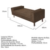 Recamier Baú Félix Solteiro 195cm Suede Marrom