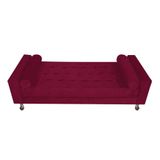Recamier Baú Félix Solteiro 195cm Suede Bordô